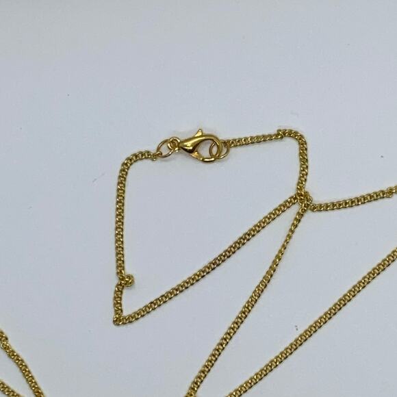 Gold-Tone Turquoise Green Rhinestone Necklace - Picture 5 of 8